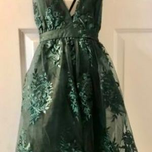 Beautiful emerald green lace overlay dress